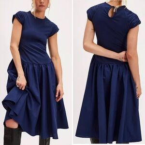 New Free People Afternoon Elegance Blue Dress